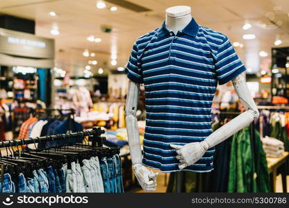 Man Casual Shirt Closeup On Mannequin In Fashion Store