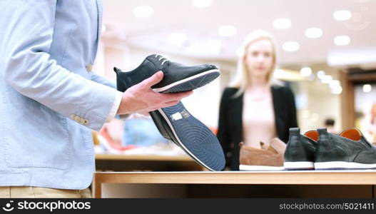 Man changing look with new shoes