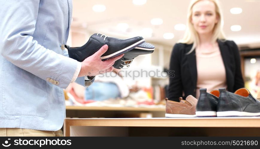 Man changing look with new shoes