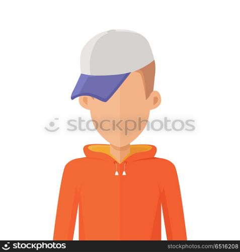 Man Character Avatar Vector in Flat Design.. Man character avatar vector in flat style design. Teenager male personage portrait icon. Illustration for identity in Internet, concepts, app pictograms, infographic. Isolated on white background.
