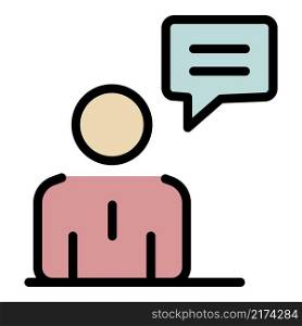 Man chat icon. Outline man chat vector icon color flat isolated. Man chat icon color outline vector