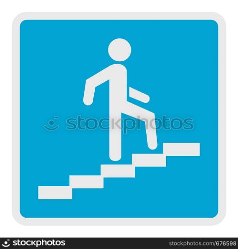 Man climbing the stairway icon. Flat illustration of man climbing the stairway vector icon for web.. Man climbing the stairway icon, flat style.
