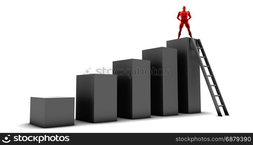 Man Climbing Up Ladder To the Top as a Business Concept