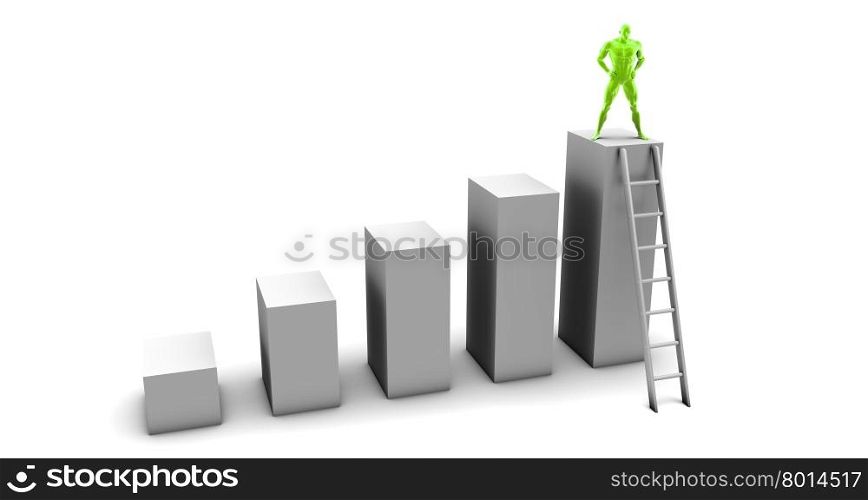 Man Climbing Up Ladder To the Top as a Business Concept