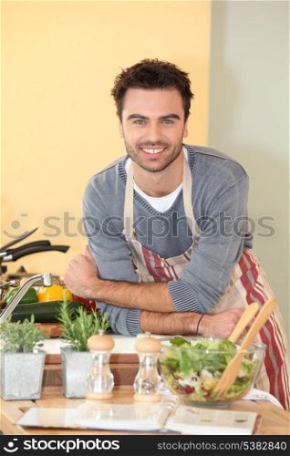 Man cooking at home