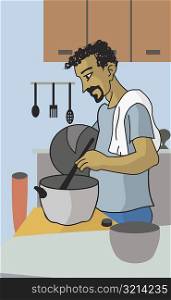 Man cooking in the kitchen