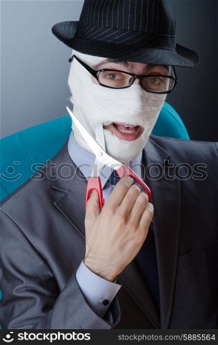 Man covered in medical bandages