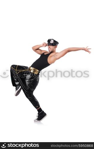 Man dancer isolated on the white background