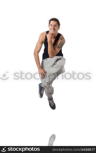 Man dancing isolated on the white