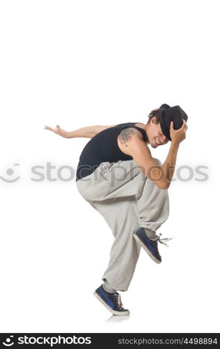 Man dancing isolated on the white