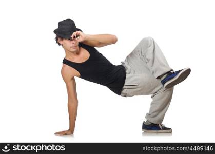 Man dancing isolated on the white