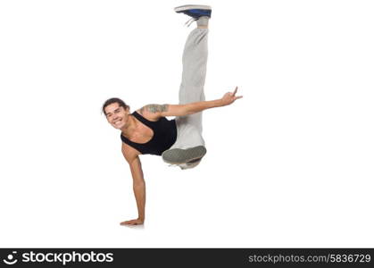 Man dancing isolated on the white