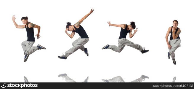 Man dancing isolated on the white