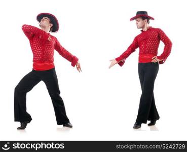 Man dancing spanish dances on white