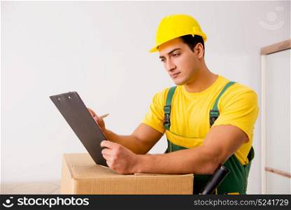 Man delivering boxes during house move
