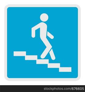 Man descending the stairway icon. Flat illustration of man descending the stairway vector icon for web.. Man descending the stairway icon, flat style.