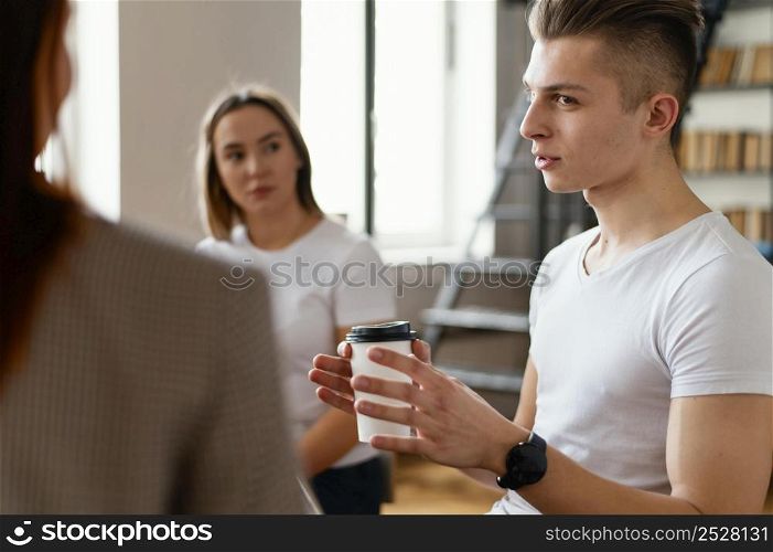 man discussing therapy meeting