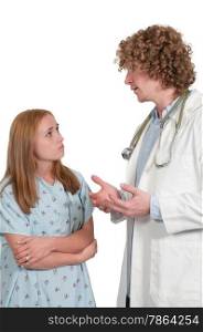 Man doctor explaining a prognosis to a woman patient