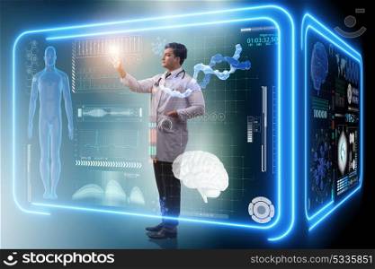 Man doctor in futuristic medicine medical concept