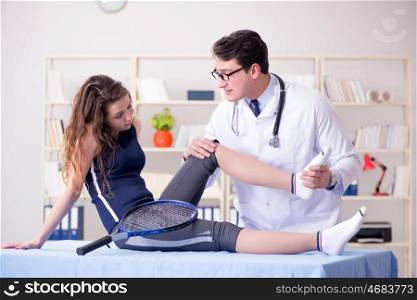 Man doctor taking care of sports injury