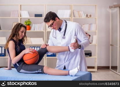 Man doctor taking care of sports injury