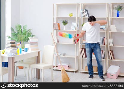 Man doing cleaning at home