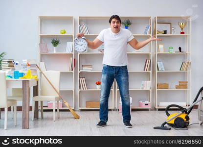 Man doing cleaning at home