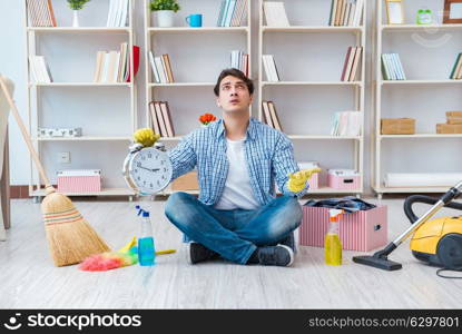 Man doing cleaning at home