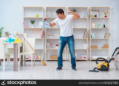 Man doing cleaning at home