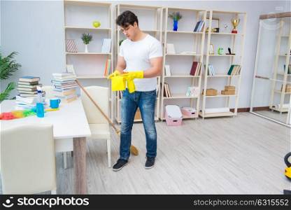 Man doing cleaning at home