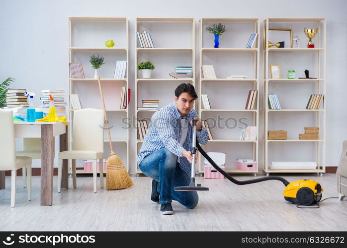 Man doing cleaning at home