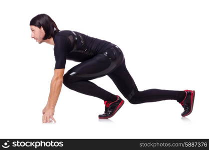 Man doing exercises isolated on white