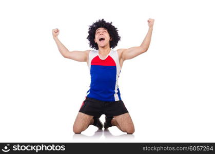 Man doing exercises isolated on white