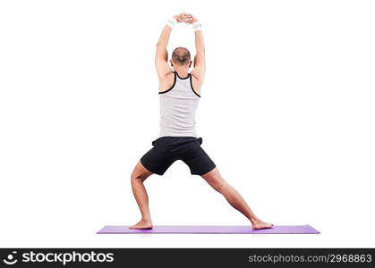 Man doing exercises on white