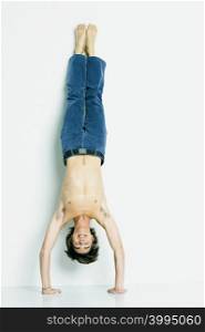 Man doing handstand