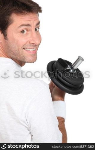 Man doing weight training