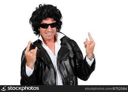 Man dressed as a rockstar