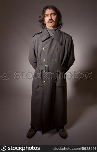 man dressed as russian military, full length