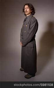 man dressed as russian military, full length