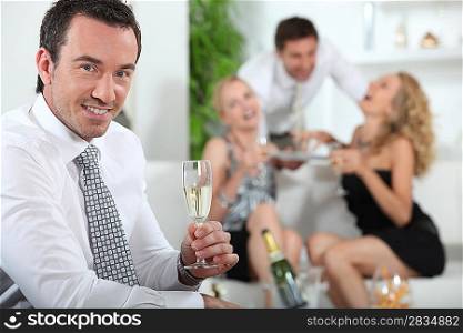 Man drinking champagne