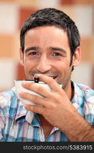 Man drinking coffee