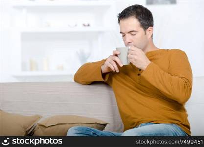 man drinking coffee chilling relax concept
