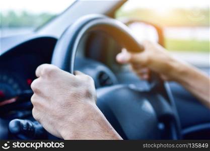 Man driving car on road transportation highway road