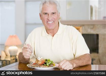Man Enjoying Healthy meal,mealtime