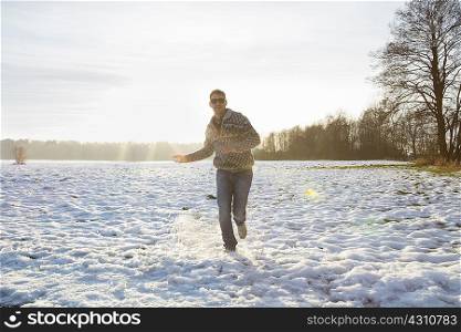 Man enjoying nature in winter
