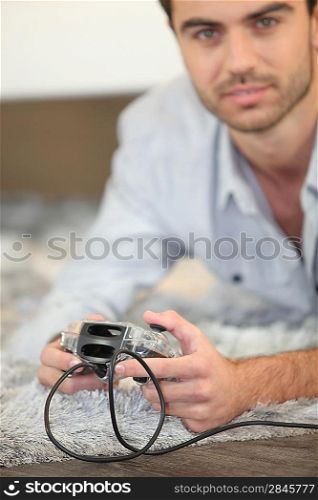 Man enjoying video game