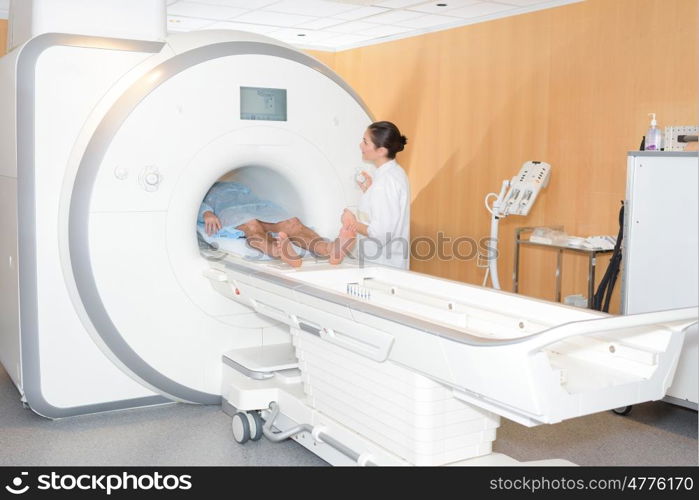 Man entering mri scanner