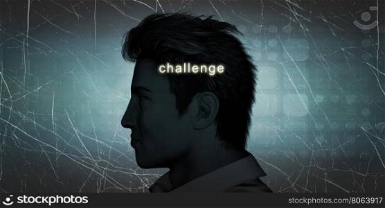 Man Experiencing Challenge as a Personal Challenge Concept. Man Experiencing Challenge