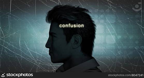 Man Experiencing Confusion as a Personal Challenge Concept. Man Experiencing Confusion