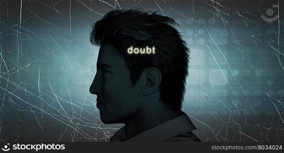 Man Experiencing Doubt as a Personal Challenge Concept. Man Experiencing Doubt